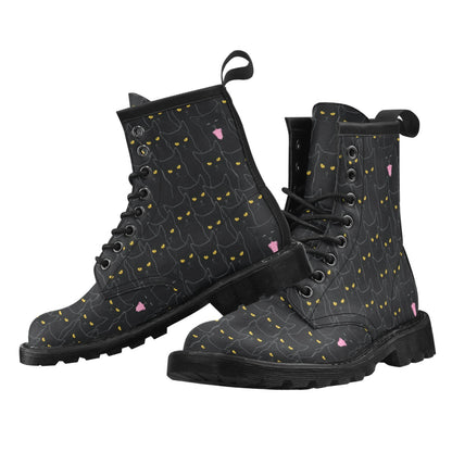Black Cat Yellow Eyes Print Pattern Women's Boots