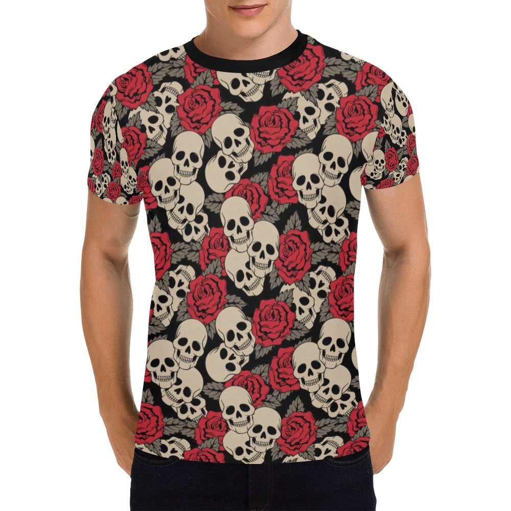 Skull And Roses Print Design LKS301 Men's All Over Print T-shirt