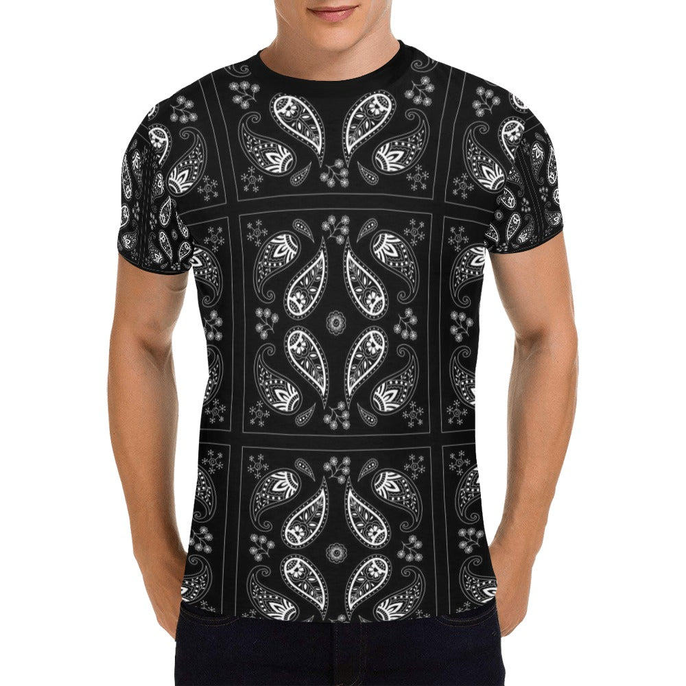 Bandana Paisley Black Print Design LKS308 Men's All Over Print T-shirt