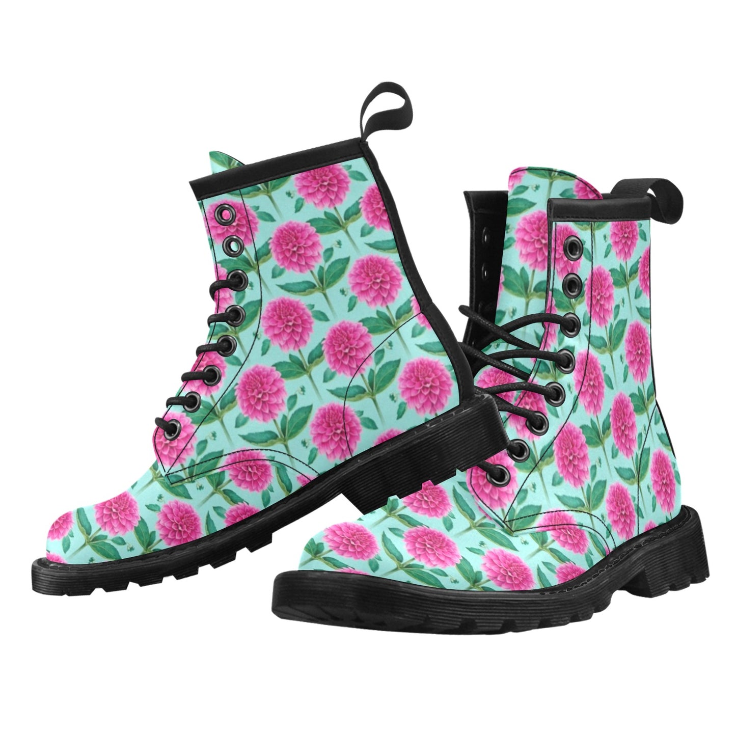 Dahlia Pattern Print Design DH08 Women's Boots