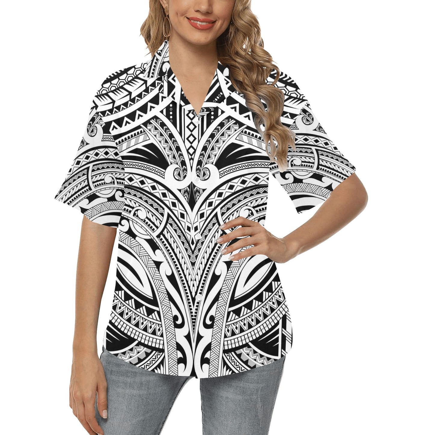Maori Pattern Print Design 06 Women's Hawaiian Shirt