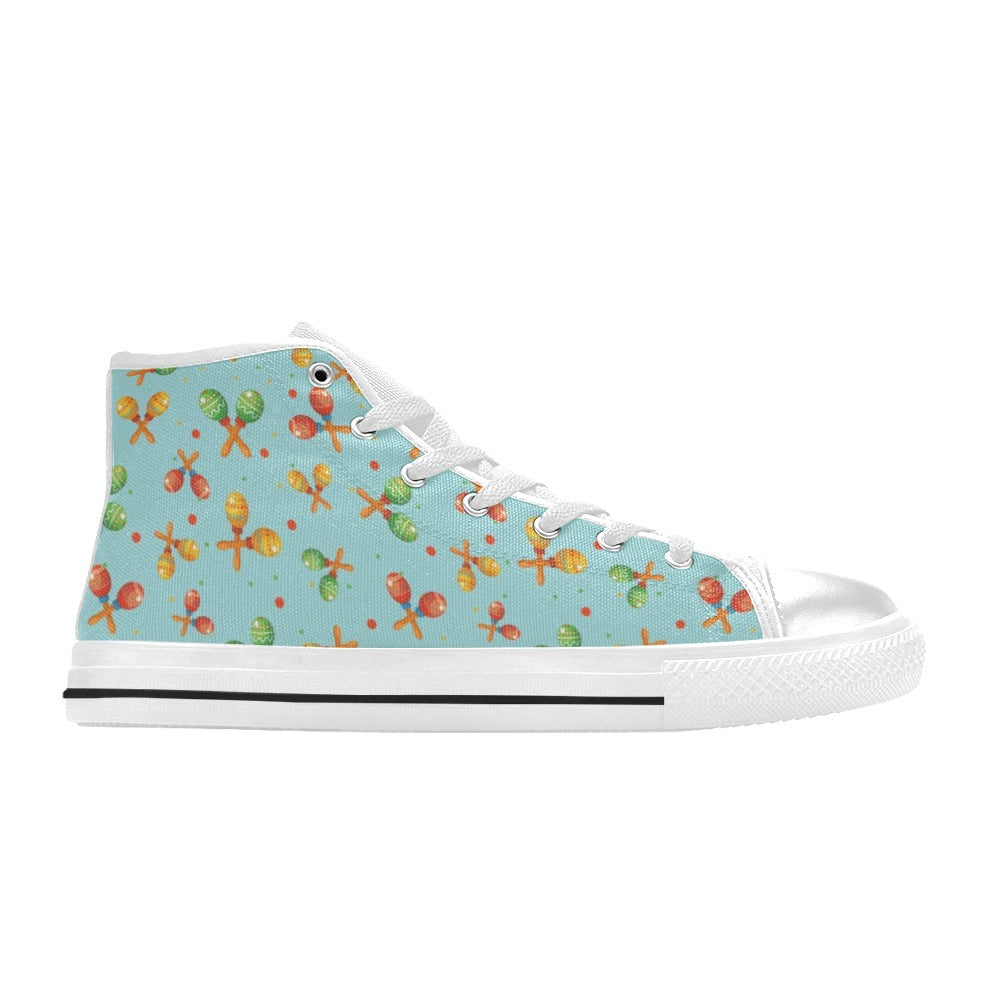 Maracas Print Design LKS402 High Top Women's White Shoes