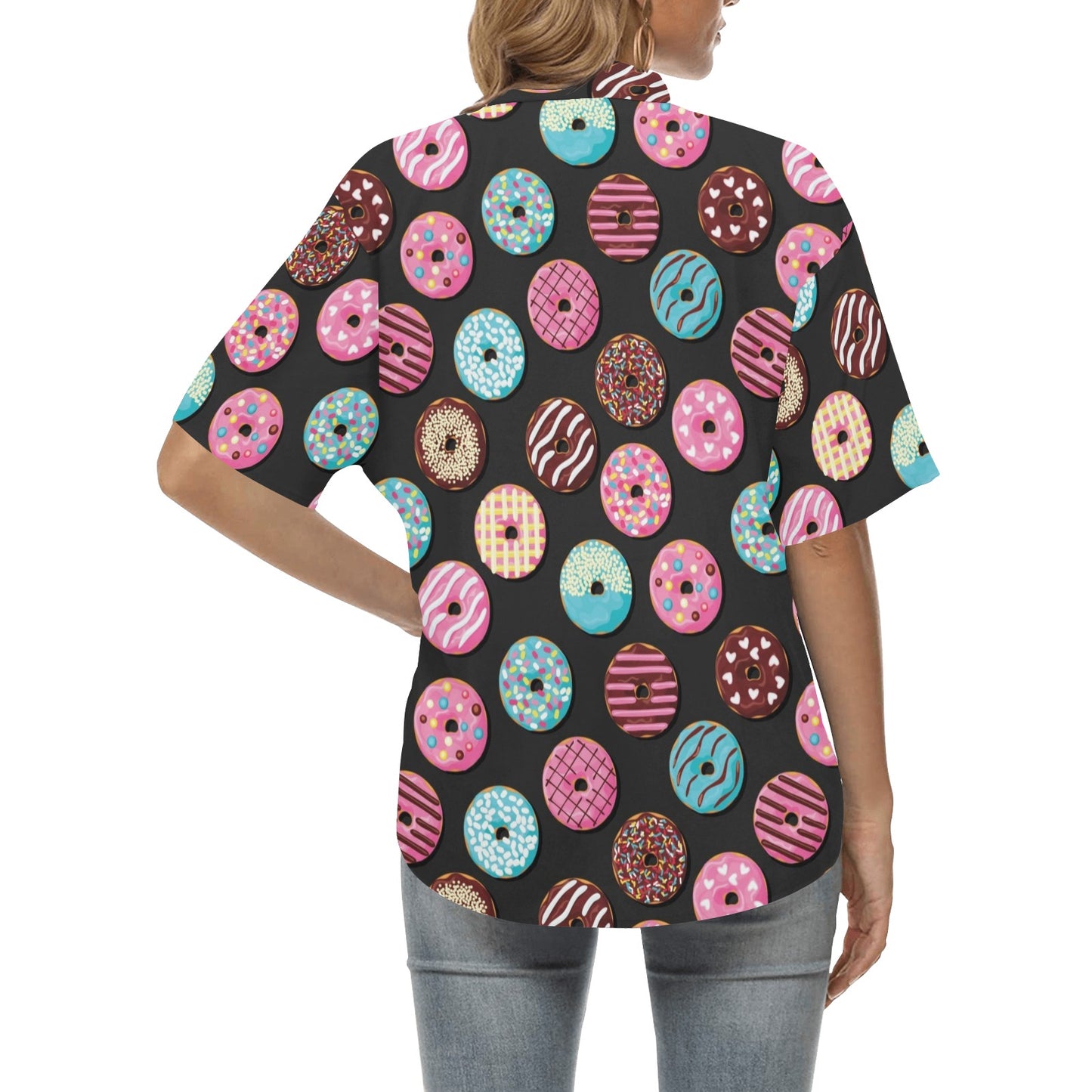 Donut Pattern Print Design DN02 Women's Hawaiian Shirt