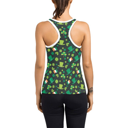 Shamrock Saint Patrick's Day Print Design LKS304 Women's Racerback Tank Top