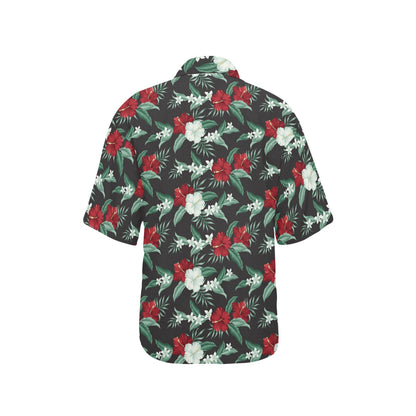 Tropical Flower Print Design LKS303 Women's Hawaiian Shirt
