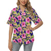 Pink Hibiscus Pattern Print Design HB027 Women's Hawaiian Shirt