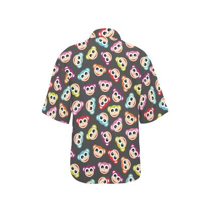 Monkey Head Design Themed Print Women's Hawaiian Shirt