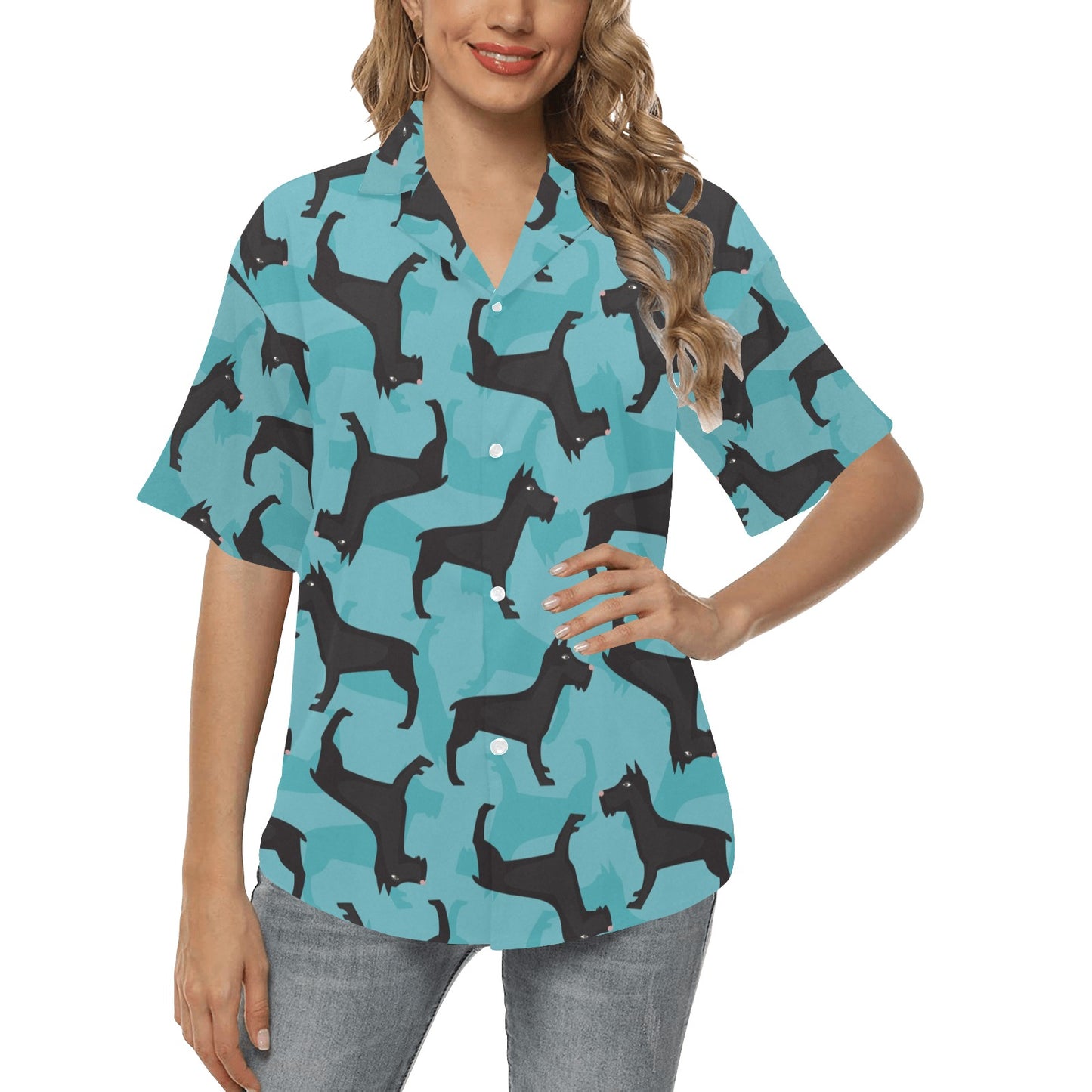 Schnauzers Pattern Print Design A01 Women's Hawaiian Shirt