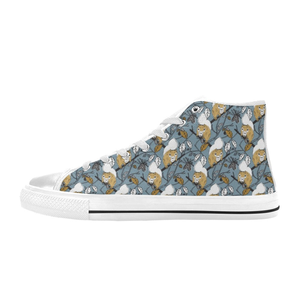 Squirrel Print Design LKS305 High Top Women's White Shoes