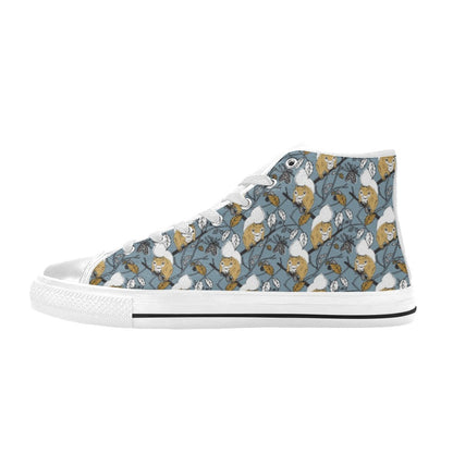 Squirrel Print Design LKS305 High Top Women's White Shoes