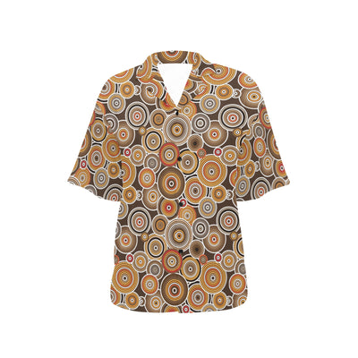 Aboriginal Print Design LKS402 Women's Hawaiian Shirt
