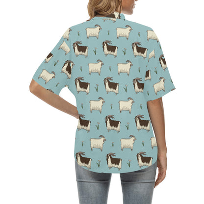 Goat Pattern Print Design 02 Women's Hawaiian Shirt