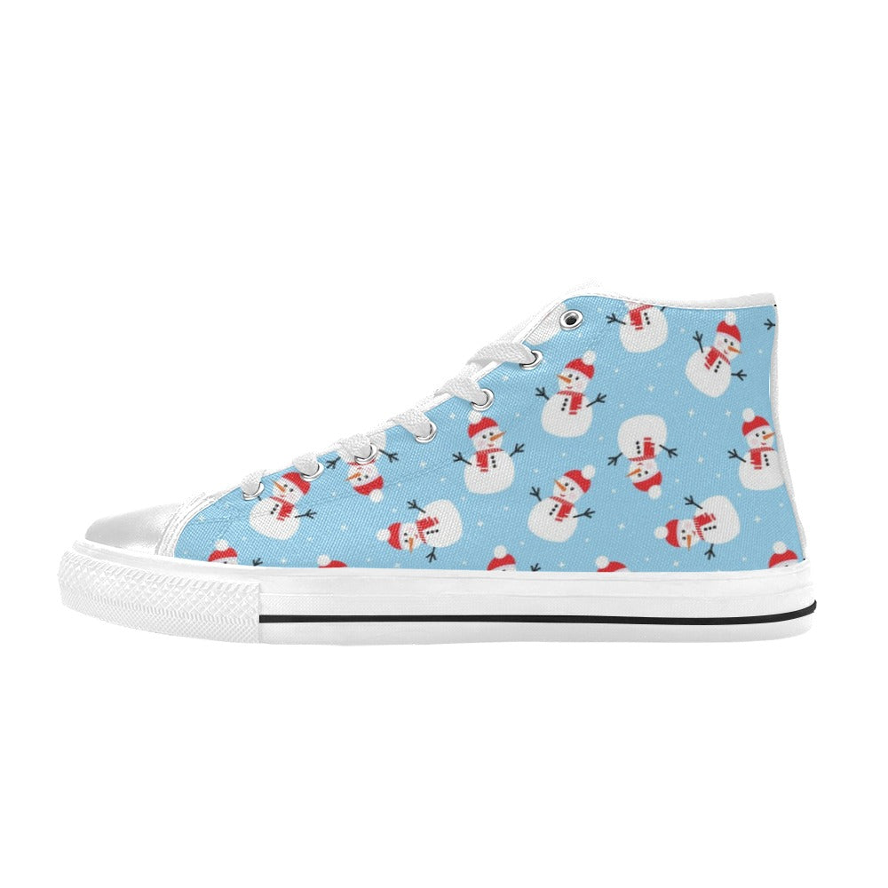 Snowman Print Design LKS305 High Top Women's White Shoes