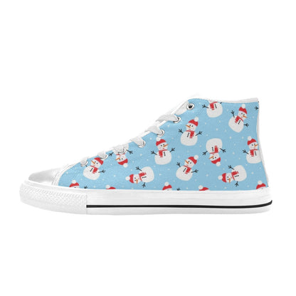 Snowman Print Design LKS305 High Top Women's White Shoes