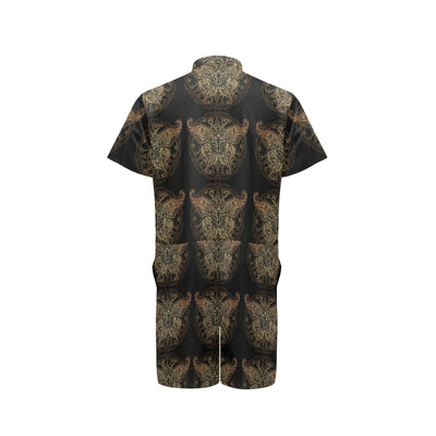 Gold Butterfly Ornamental Men's Romper