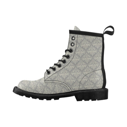 Damask Grey Elegant Print Pattern Women's Boots
