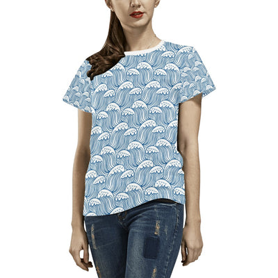 Wave Print Design LKS306 Women's  T-shirt