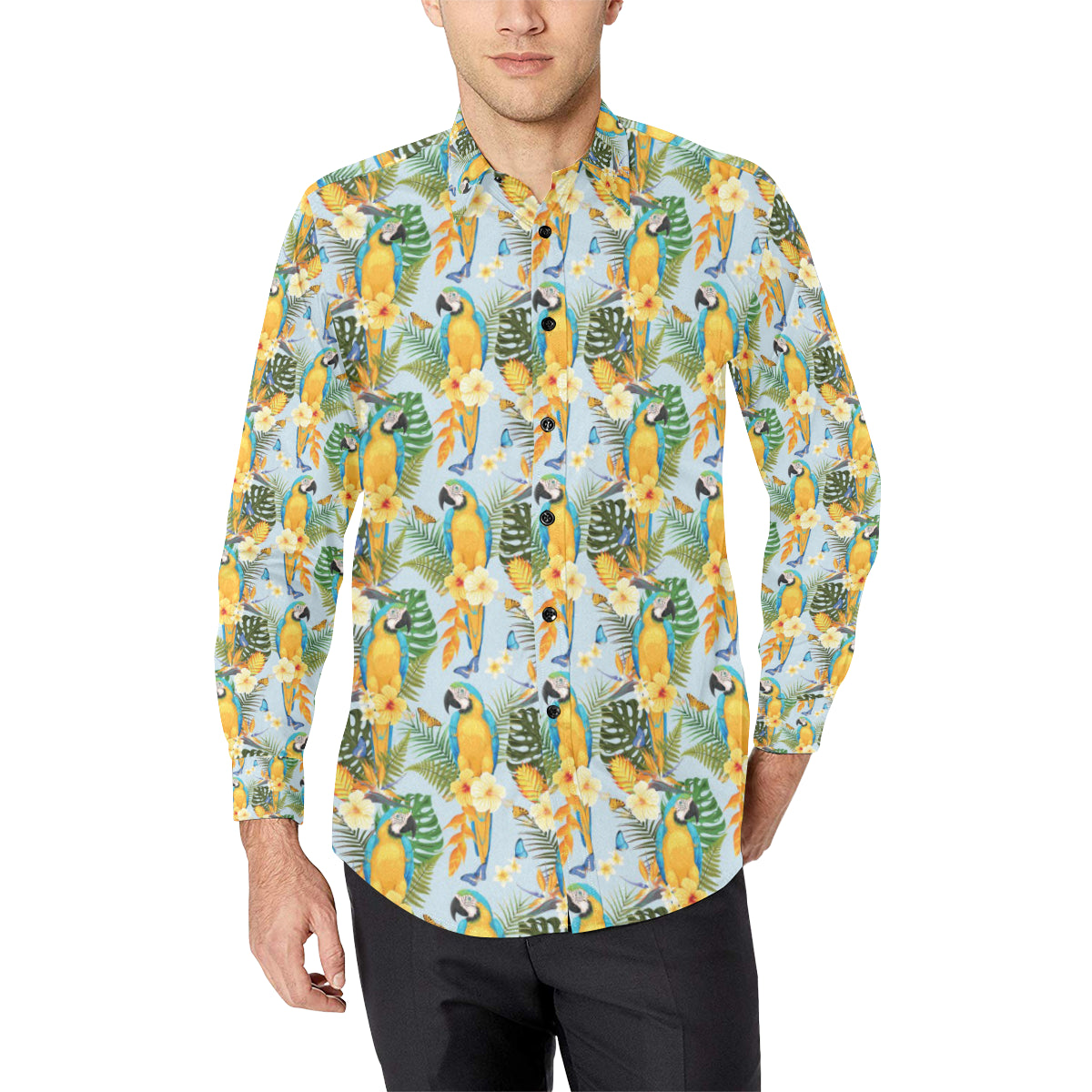 Parrot Pattern Print Design A04 Men's Long Sleeve Shirt