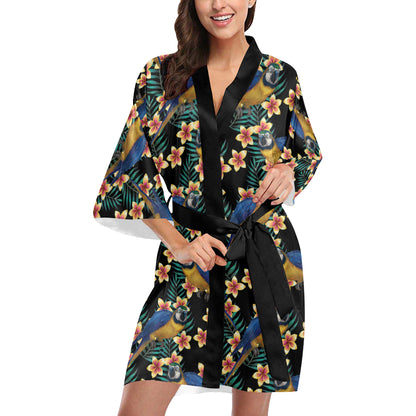 Macaw Pattern Print Design 01 Women's Short Kimono