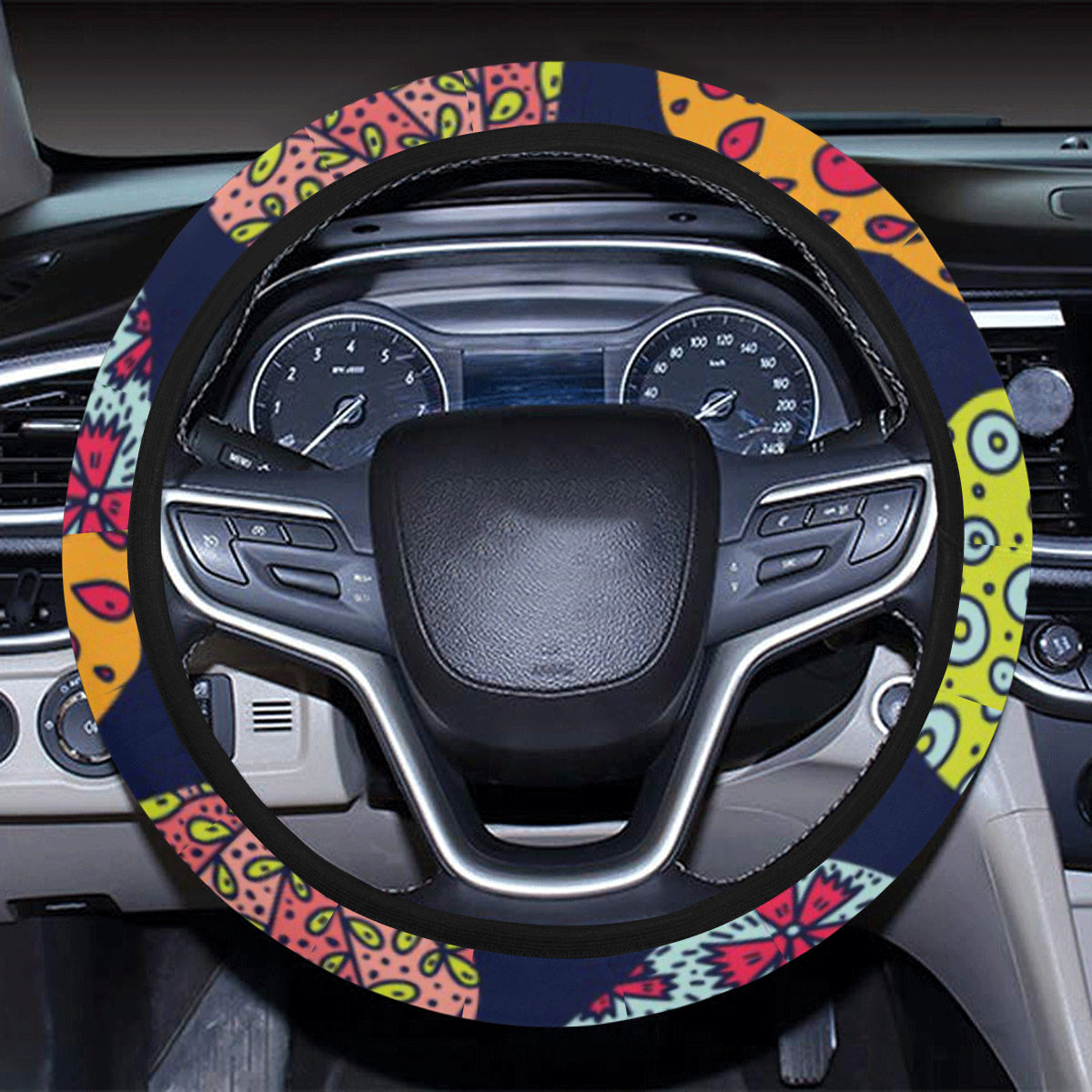 Apple Pattern Print Design AP05 Steering Wheel Cover with Elastic Edge
