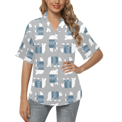 Polar Bear Pattern Print Design A03 Women's Hawaiian Shirt