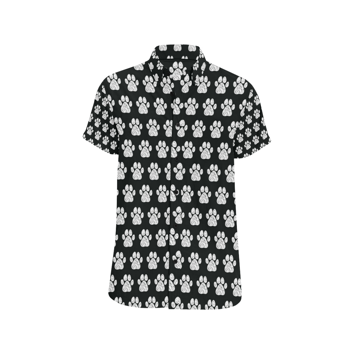 Paw Pattern Print Design A02 Men's Short Sleeve Button Up Shirt