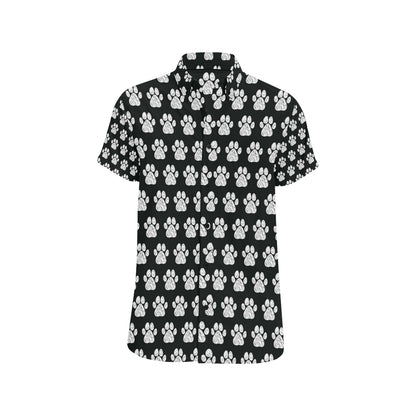 Paw Pattern Print Design A02 Men's Short Sleeve Button Up Shirt