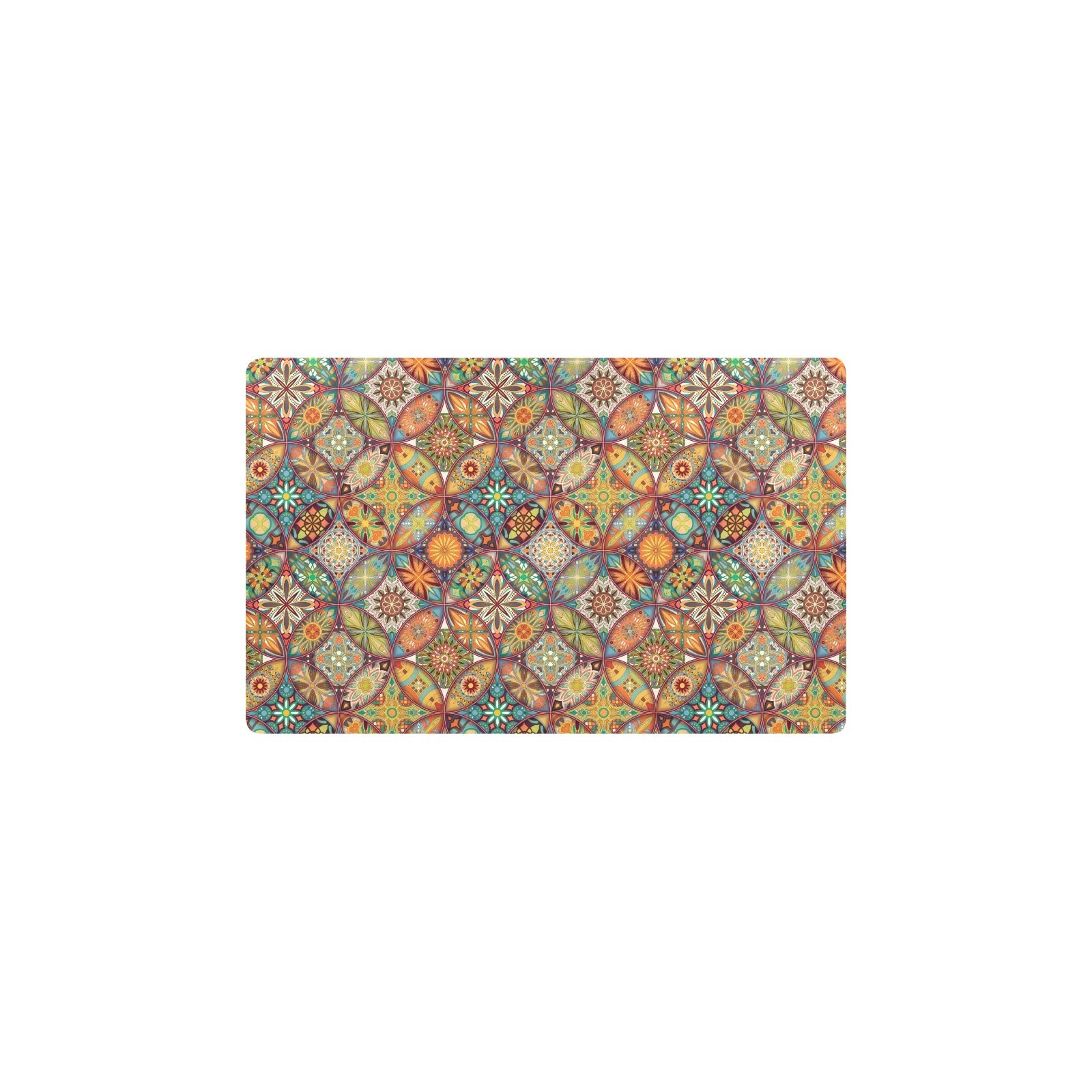 Mandala Flower Themed Design Print Kitchen Mat