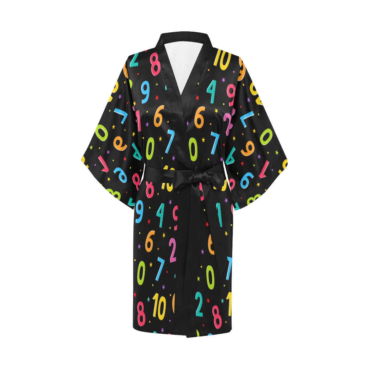 Number Pattern Print Design A04 Women's Short Kimono