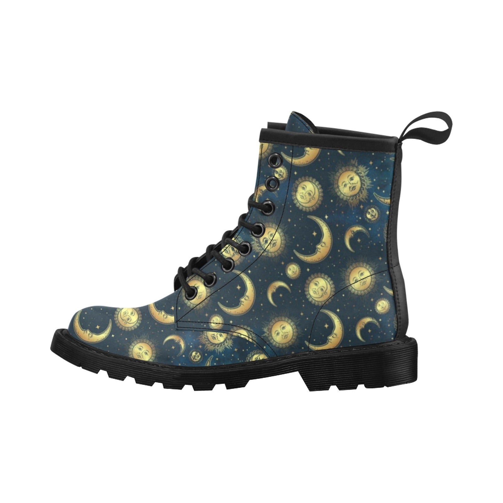 Gold Sun Moon Face Women's Boots