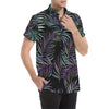 Tropical Palm Leaves Pattern Brightness Men's Short Sleeve Button Up Shirt