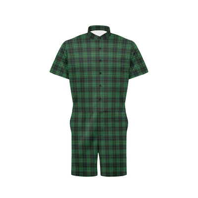 Green Tartan Plaid Pattern Men's Romper