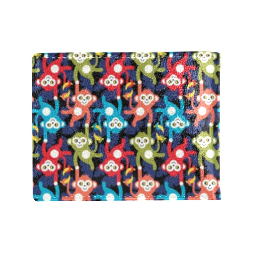 Monkey Colorful Design Themed Print Men's ID Card Wallet