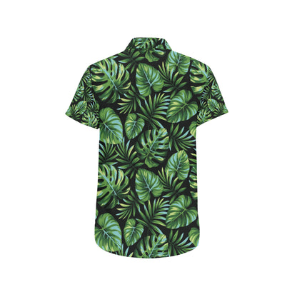 Palm Leaves Pattern Print Design PL013 Men's Short Sleeve Button Up Shirt