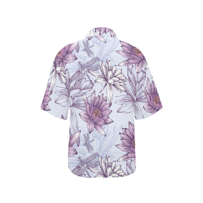 Water Lily Pattern Print Design WL01 Women's Hawaiian Shirt
