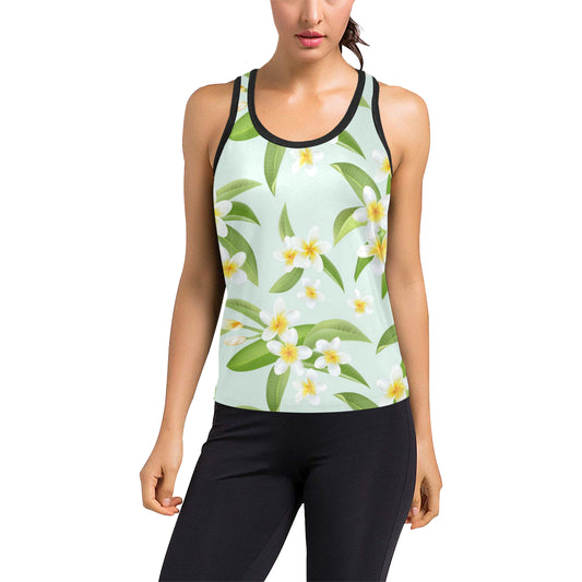 Yellow Plumeria Pattern Print Design PM024 Women's Racerback Tank Top