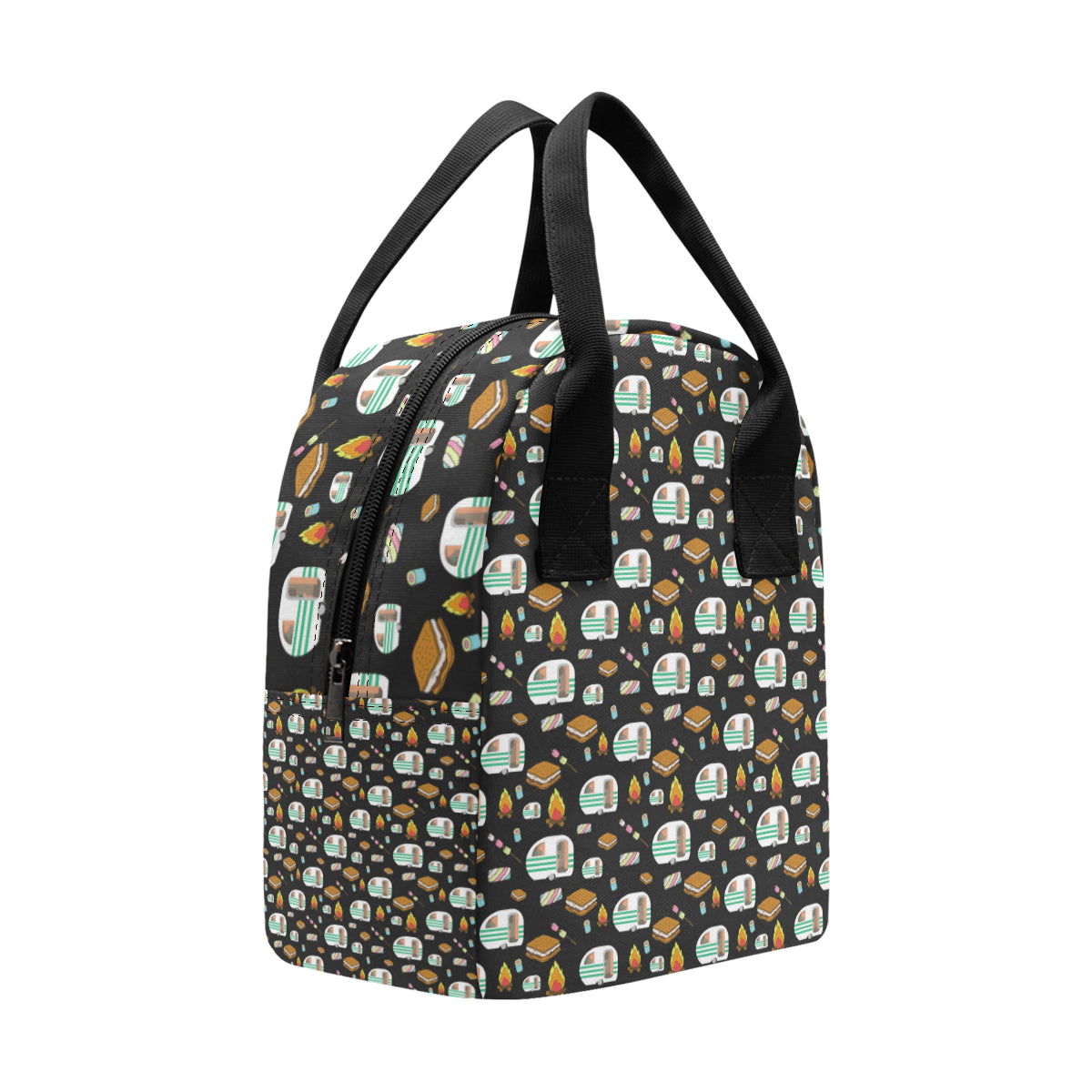 Camper marshmallow Camping Design Print Insulated Lunch Bag