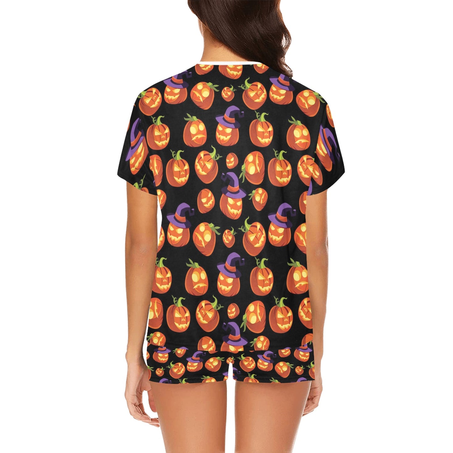 Witch Pumpkin Halloween Print LKS302 Women's Short Pajama Set