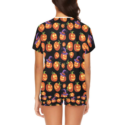 Witch Pumpkin Halloween Print LKS302 Women's Short Pajama Set