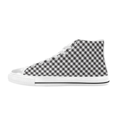 Gingham Print Design LKS402 High Top Women's White Shoes