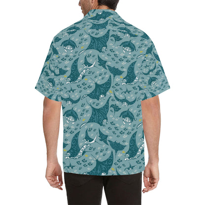 Manta Ray Tribal Pattern Print Design 03 Men's Hawaiian Shirt