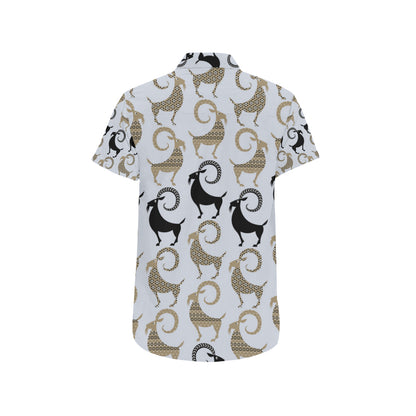 Goat Pattern Print Design 03 Men's Short Sleeve Button Up Shirt