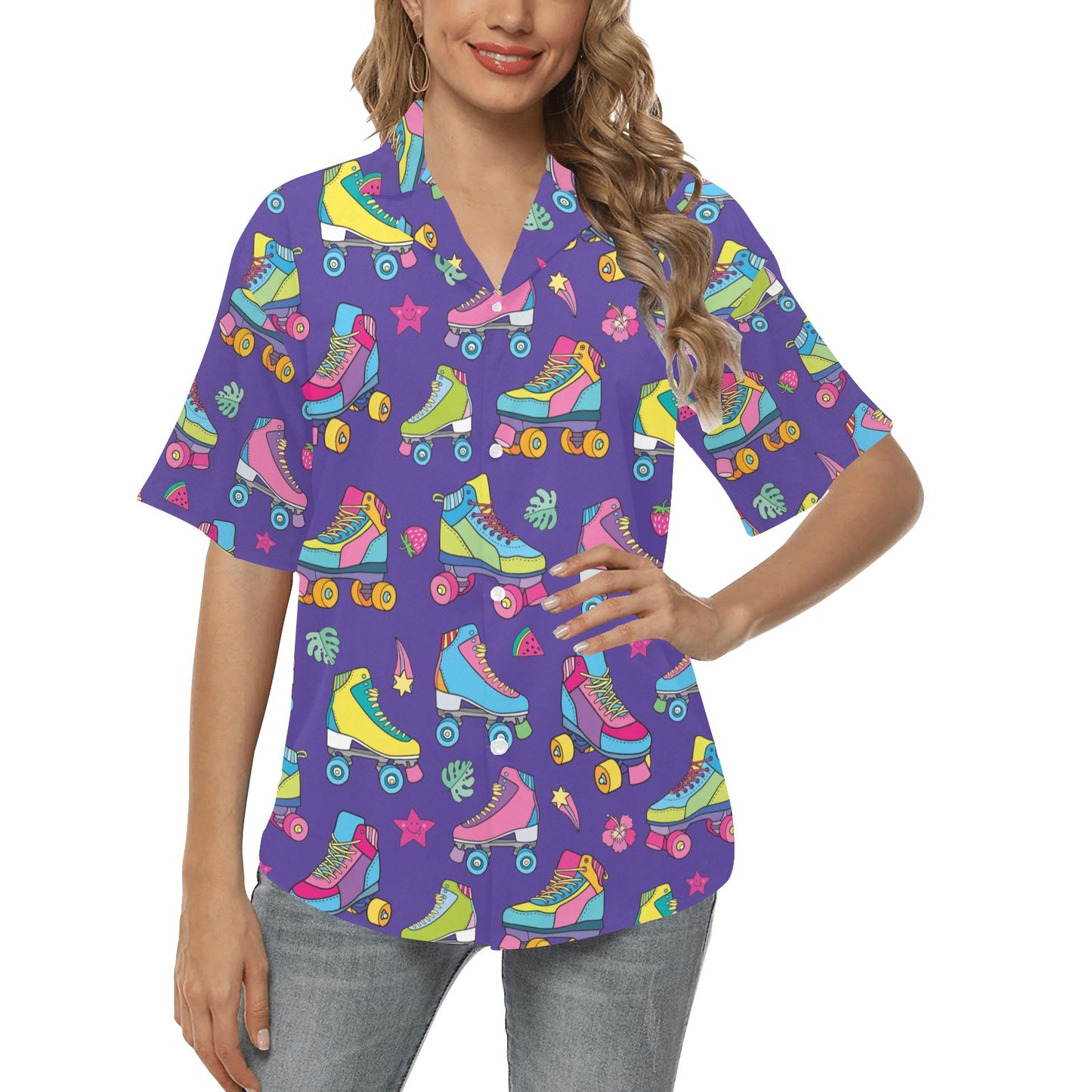 Roller skate Colorful Pattern Print Design A05 Women's Hawaiian Shirt