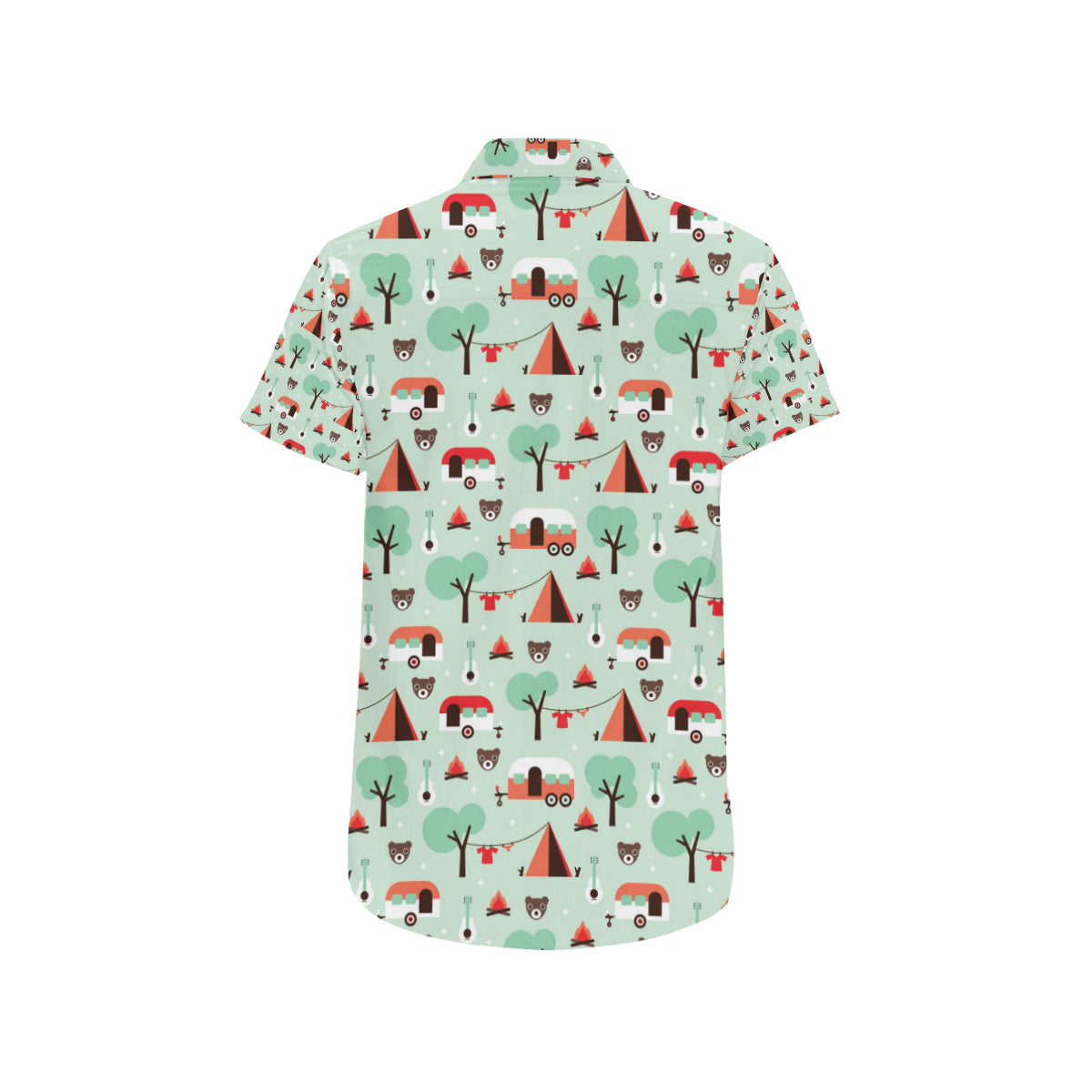 Camper Tent Pattern Print Design 01 Men's Short Sleeve Button Up Shirt