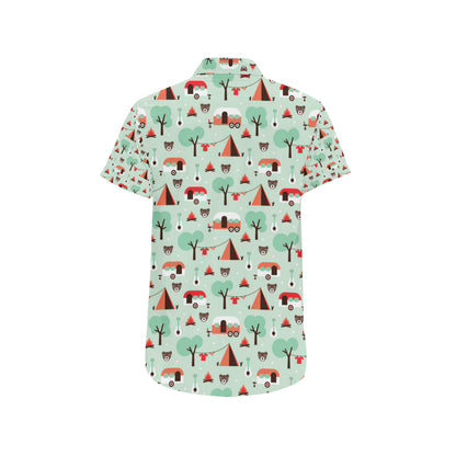 Camper Tent Pattern Print Design 01 Men's Short Sleeve Button Up Shirt