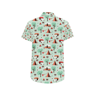 Camper Tent Pattern Print Design 01 Men's Short Sleeve Button Up Shirt