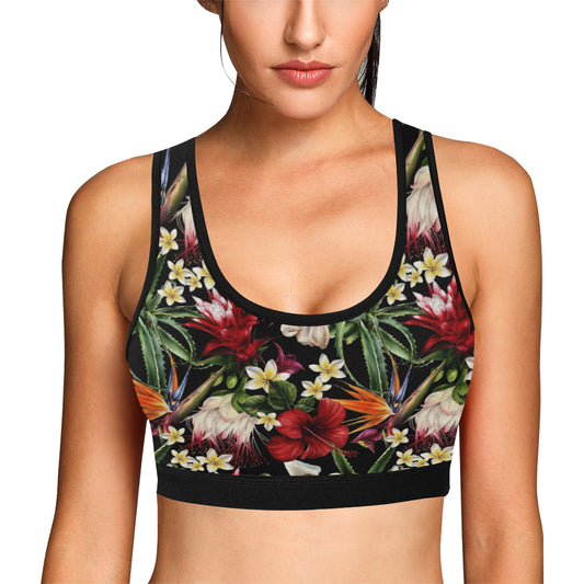 Summer Floral Pattern Print Design SF03 Sports Bra