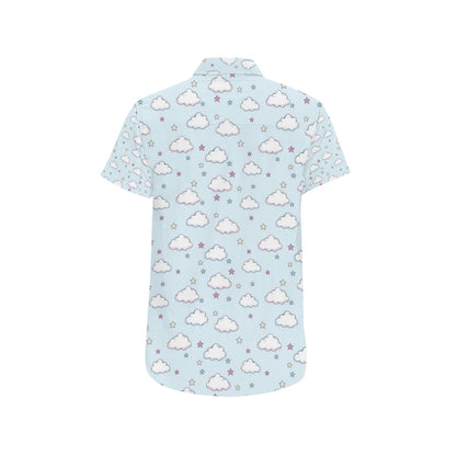 Cloud  Pattern Print Design 01 Men's Short Sleeve Button Up Shirt