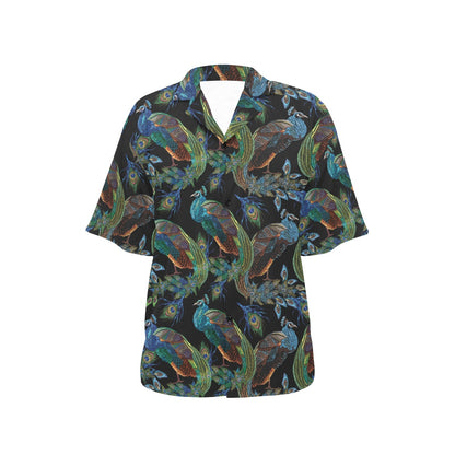 Peacock Pattern Print Design A04 Women's Hawaiian Shirt