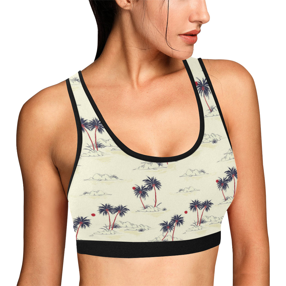 Palm Tree Pattern Print Design PT08 Sports Bra
